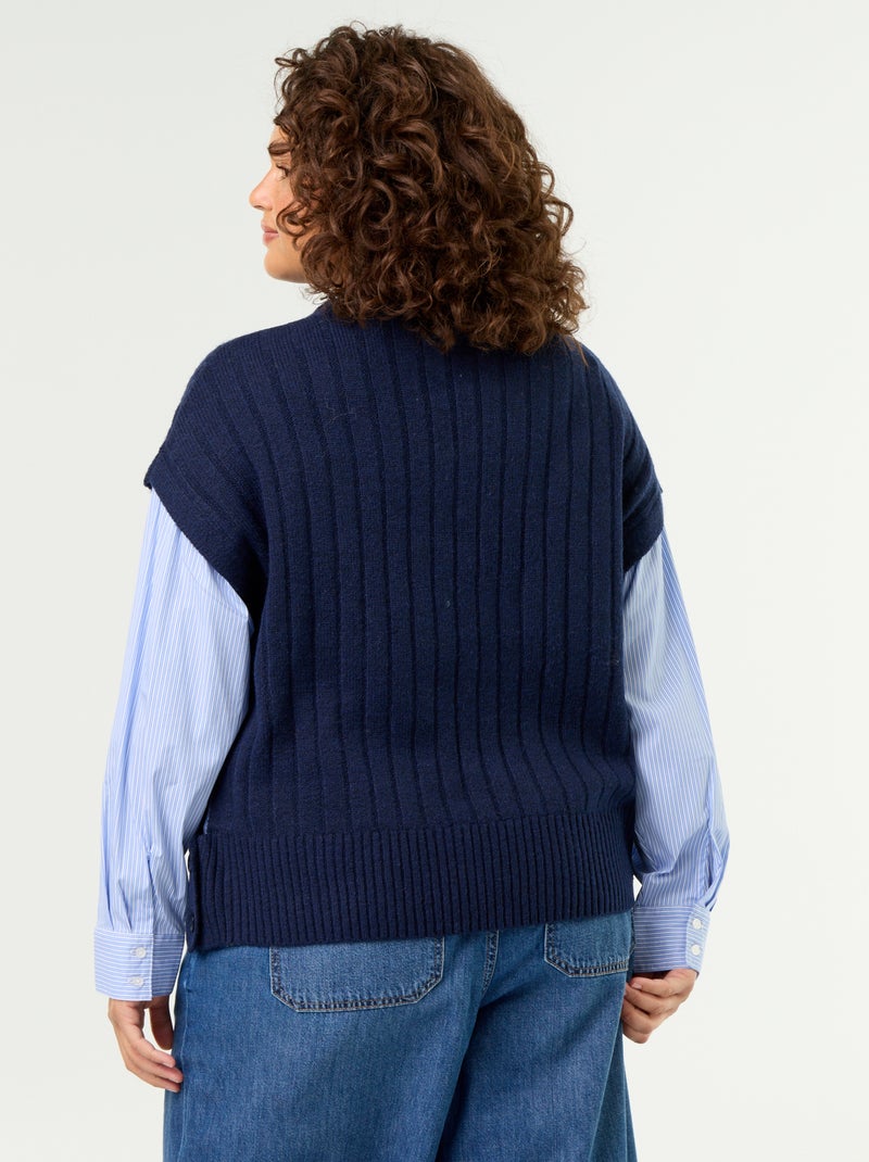 Pullover mit Hemd-Effekt 2-in-1 Blau - Kiabi
