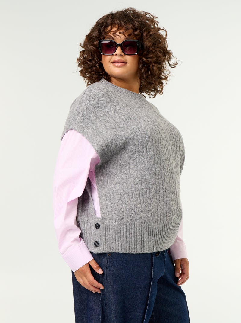 Pullover mit Hemd-Effekt 2-in-1 Grau - Kiabi