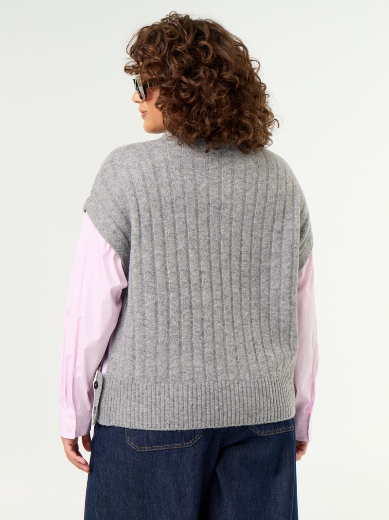 Pullover mit Hemd-Effekt 2-in-1 Grau - Kiabi