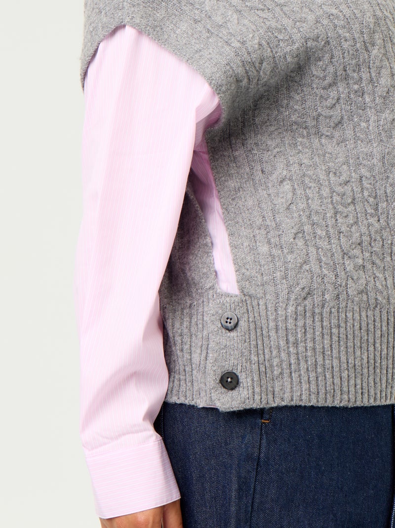 Pullover mit Hemd-Effekt 2-in-1 Grau - Kiabi