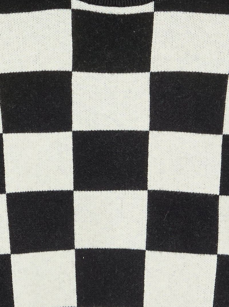 Pullover mit Karomuster Schwarz - Kiabi