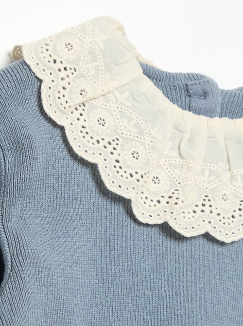 Pullover mit Lochstickerei-Zierkragen - Kiabi