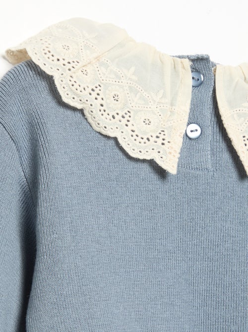 Pullover mit Lochstickerei-Zierkragen - Kiabi