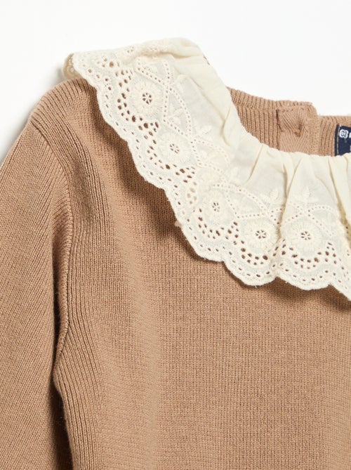 Pullover mit Lochstickerei-Zierkragen - Kiabi