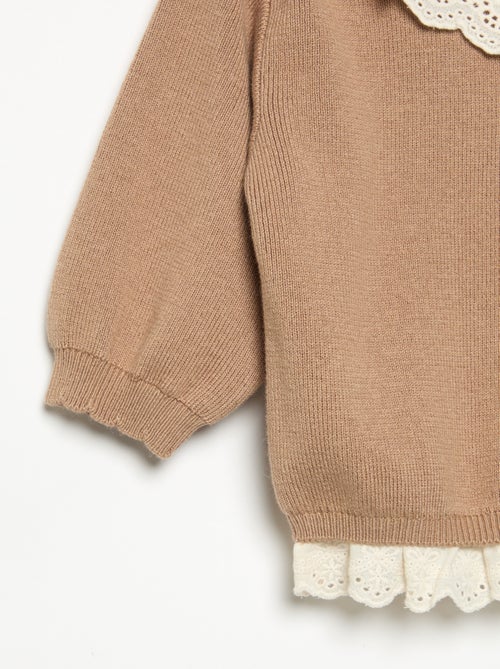 Pullover mit Lochstickerei-Zierkragen - Kiabi