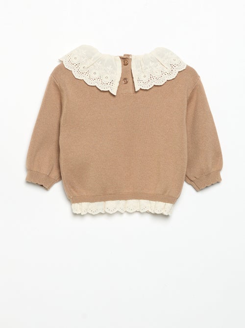 Pullover mit Lochstickerei-Zierkragen - Kiabi