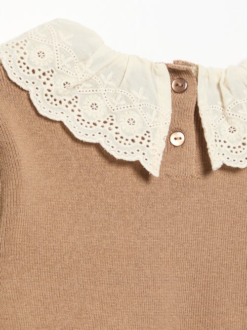 Pullover mit Lochstickerei-Zierkragen - Kiabi
