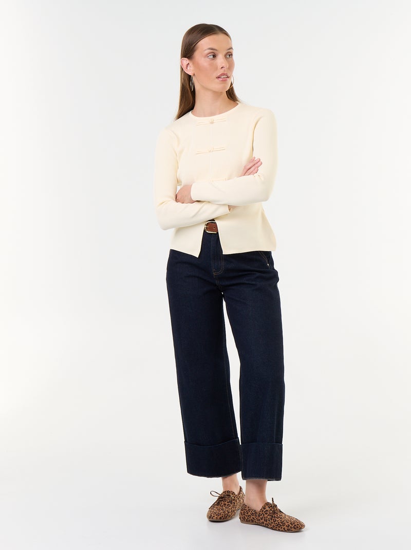 Pullover mit Mandarin-Details Beige - Kiabi
