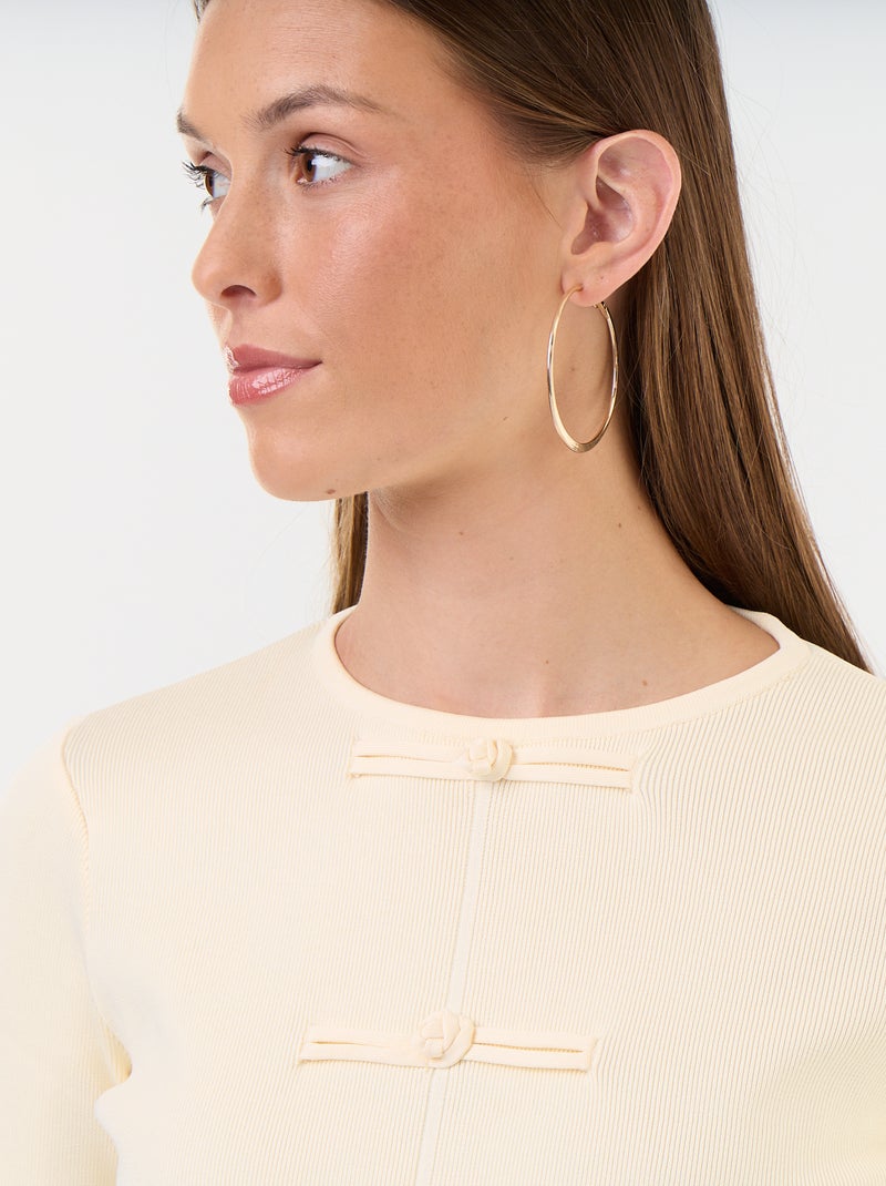 Pullover mit Mandarin-Details Beige - Kiabi