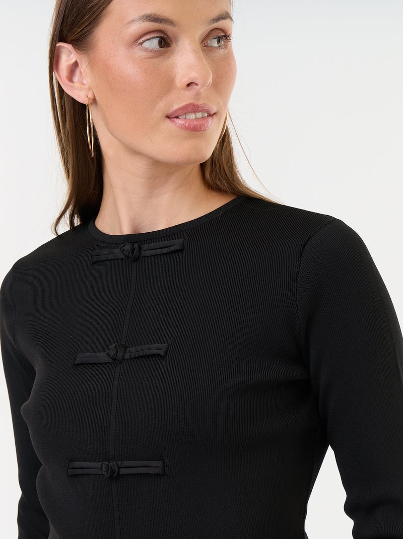 Pullover mit Mandarin-Details Noir - Kiabi