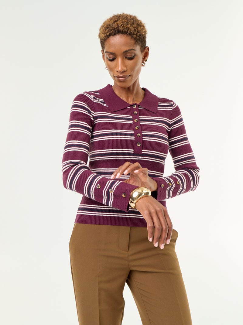 Pullover mit Polokragen Lila - Kiabi