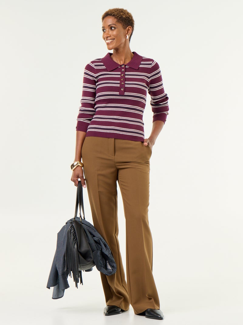 Pullover mit Polokragen Lila - Kiabi
