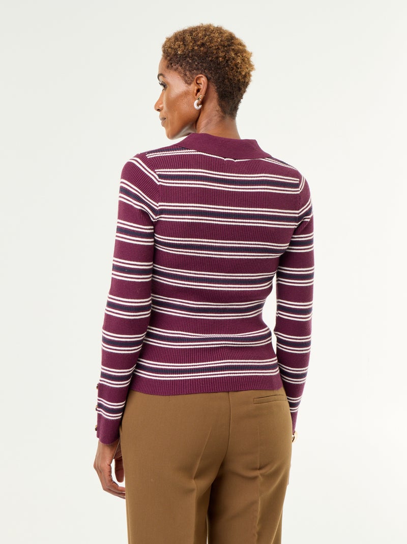 Pullover mit Polokragen Lila - Kiabi