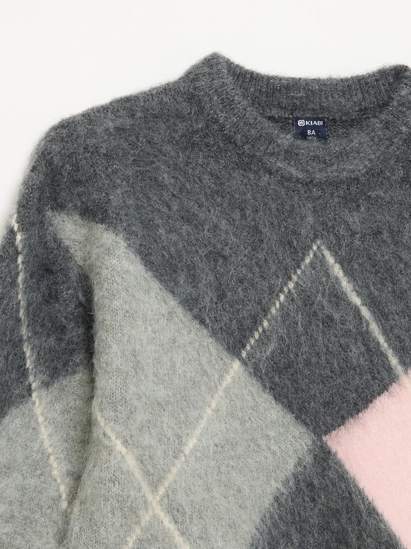 Pullover mit Rautenmuster Grau - Kiabi