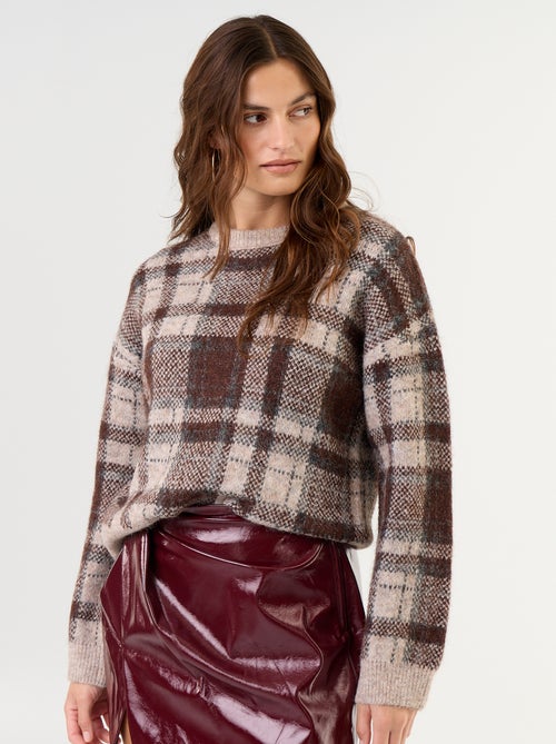 Pullover mit Rautenmuster und Rundhalsausschnitt - Kiabi