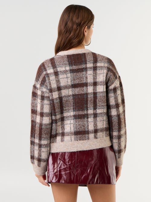 Pullover mit Rautenmuster und Rundhalsausschnitt - Kiabi