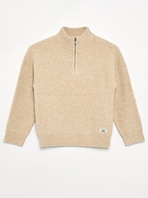 Pullover mit Reissverschlusskragen aus Grobstrick - Kiabi