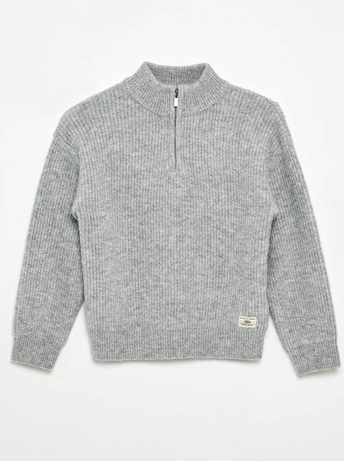 Pullover mit Reissverschlusskragen aus Grobstrick - Kiabi