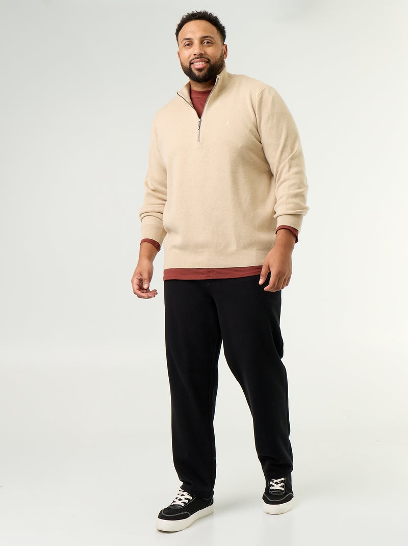 Pullover mit Reissverschlusskragen Beige - Kiabi