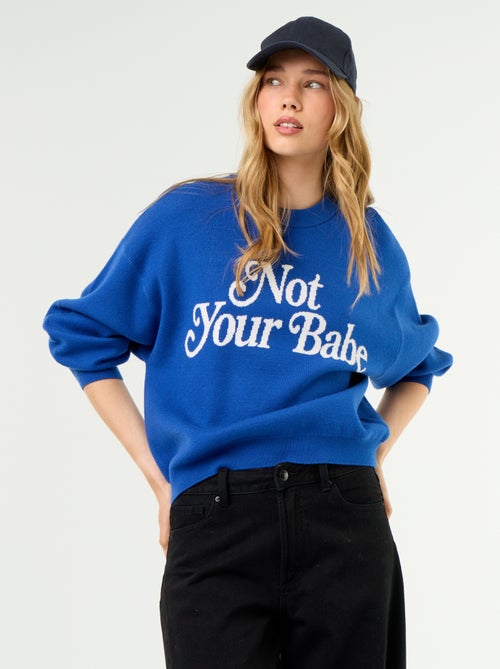 Pullover mit Rundhalsausschnitt aus weichem Strick mit Schriftzug - Kiabi