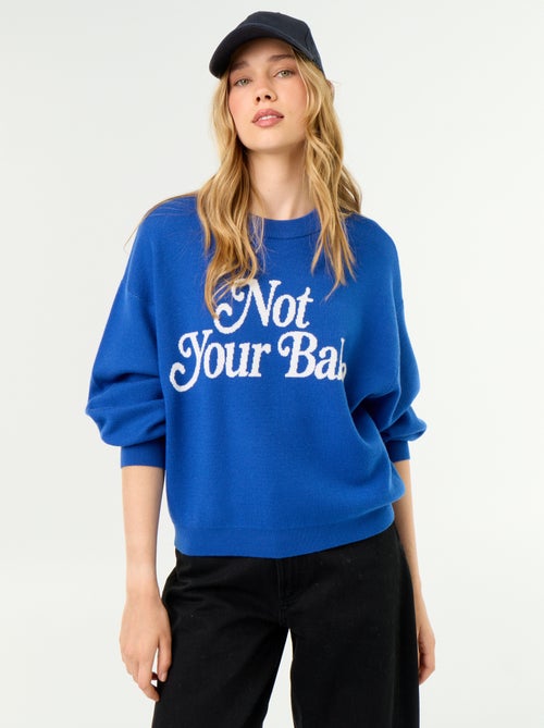 Pullover mit Rundhalsausschnitt aus weichem Strick mit Schriftzug - Kiabi