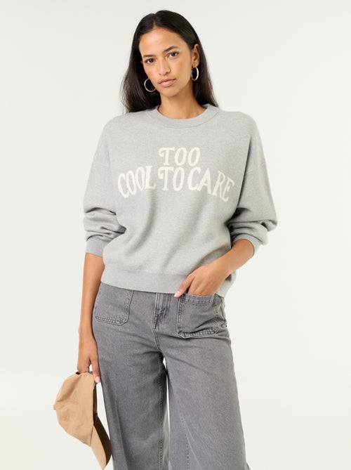 Pullover mit Rundhalsausschnitt aus weichem Strick mit Schriftzug - Kiabi