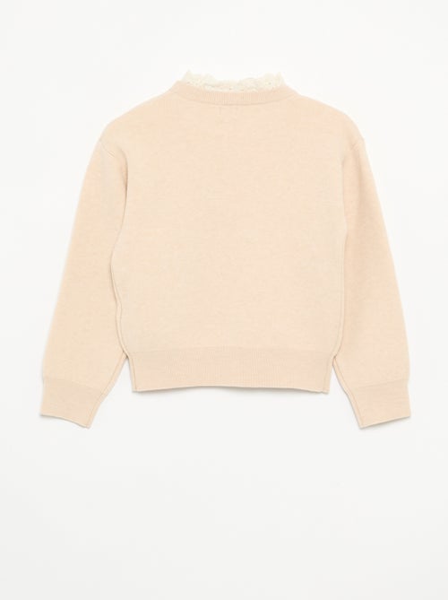 Pullover mit Rundhalsausschnitt im 2-in-1-Look mit Lochstickerei - Kiabi