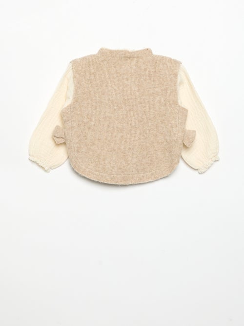 Pullover mit Schleifen und Ärmeln aus Baumwollvoile - Kiabi