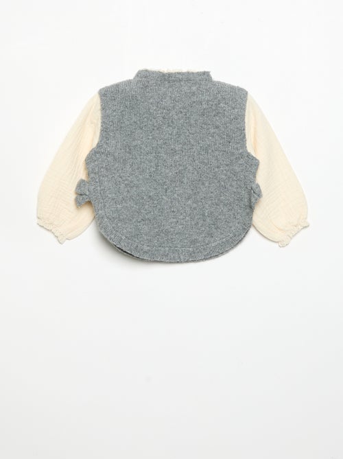 Pullover mit Schleifen und Ärmeln aus Baumwollvoile - Kiabi