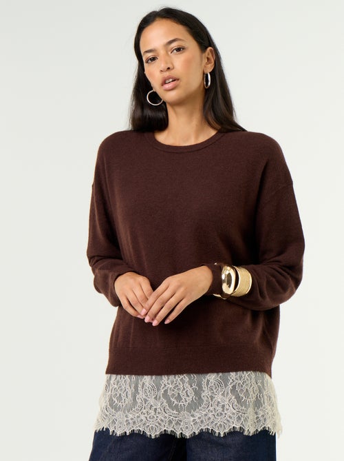 Pullover mit Spitzeneinsatz - Kiabi