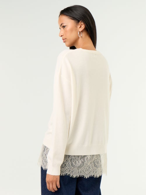 Pullover mit Spitzeneinsatz - Kiabi