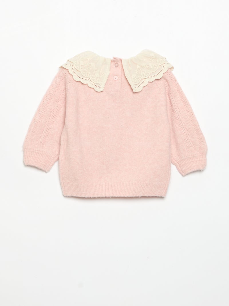 Pullover mit verspieltem Doppelkragen Rose - Kiabi