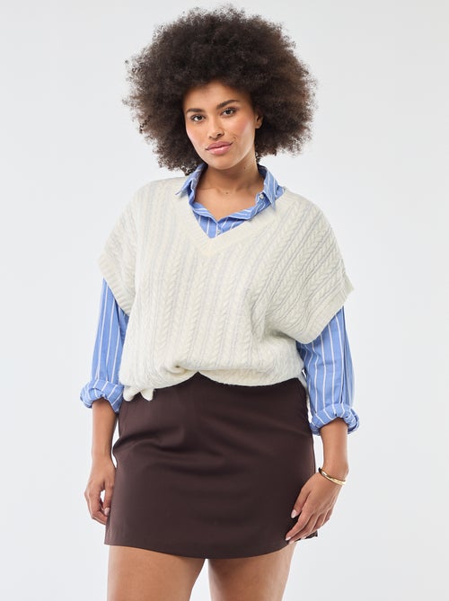 Pullover senza maniche in maglia a trecce a grosso spessore - Kiabi