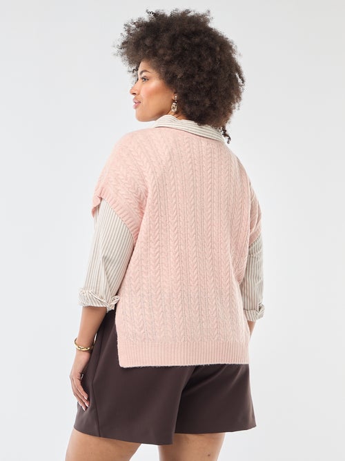 Pullover senza maniche in maglia a trecce a grosso spessore - Kiabi