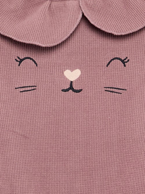 Pyjama 2 pièces en maille gaufrée - Sweat + pantalon - Kiabi