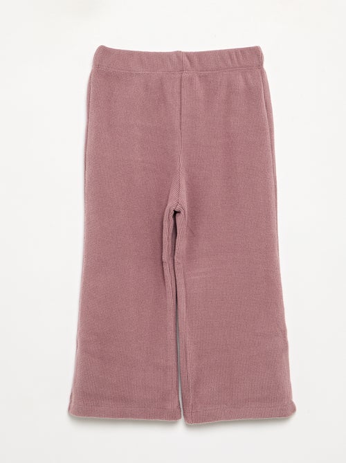 Pyjama 2 pièces en maille gaufrée - Sweat + pantalon - Kiabi