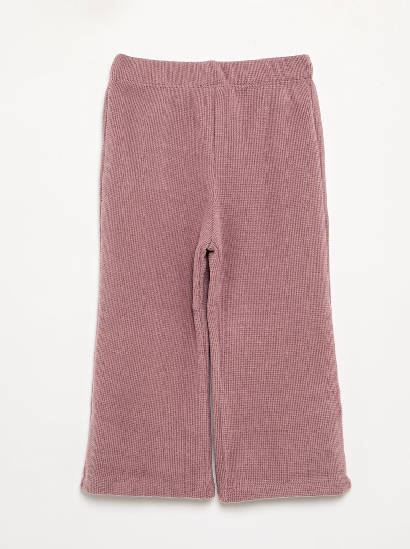 Pyjama 2 pièces en maille gaufrée - Sweat + pantalon Vieux rose - Kiabi