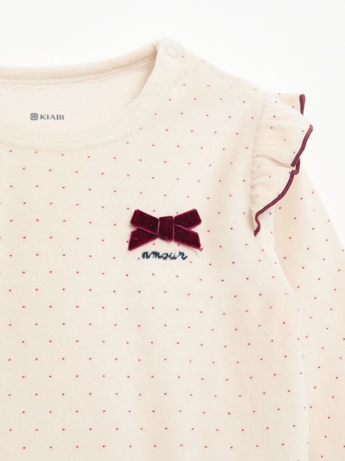 Pyjama 2 pièces en velours - Sweat avec volants aux emmanchures + pantalon - Kiabi Pyjama 2 pièces en velours - Sweat avec volants aux emmanchures + pantalon - Kiabi