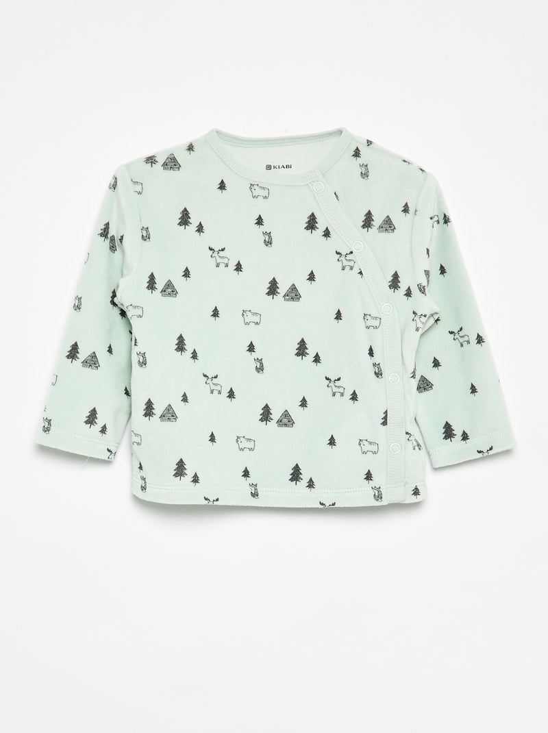 Pyjama 2 pièces en velours Vert clair - Kiabi