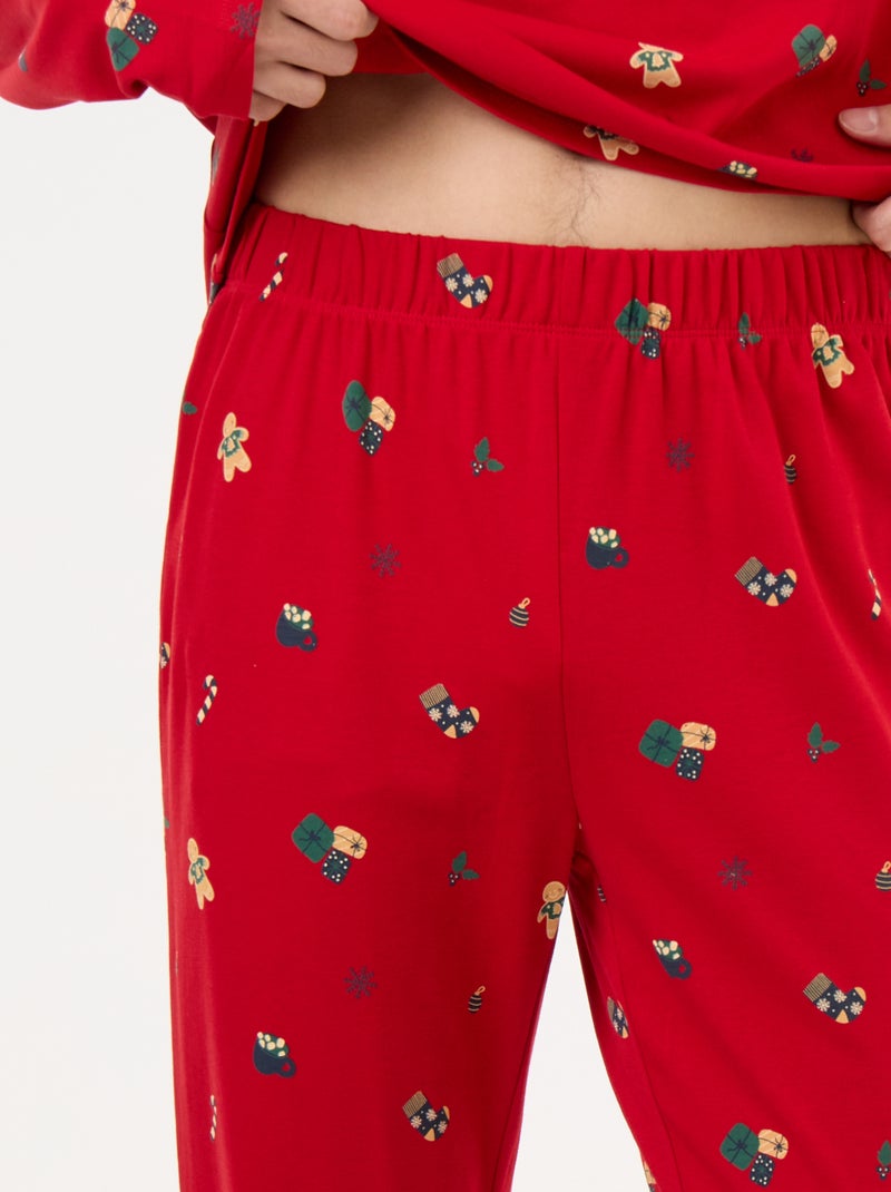 Pyjama 2 pièces t-shirt + pantalon 'Noël' - 2 pièces Rouge - Kiabi