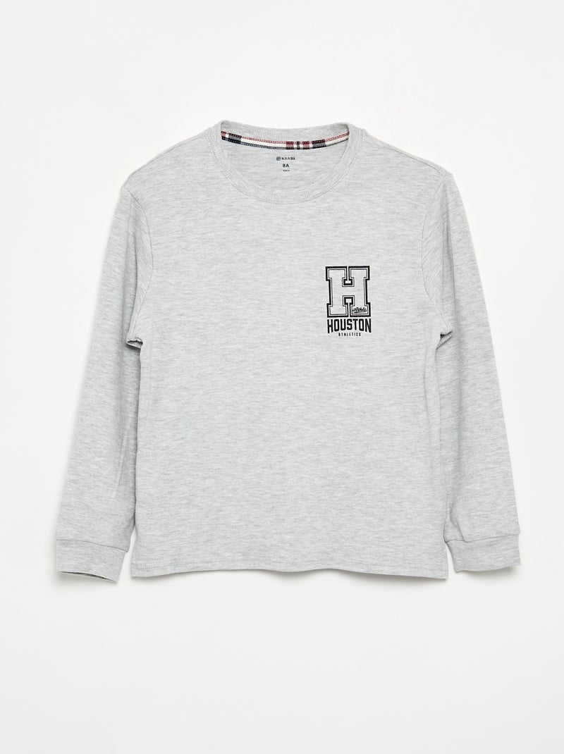 Pyjama 2-teilig - Langarm-T-Shirt + Hose Gris - Kiabi