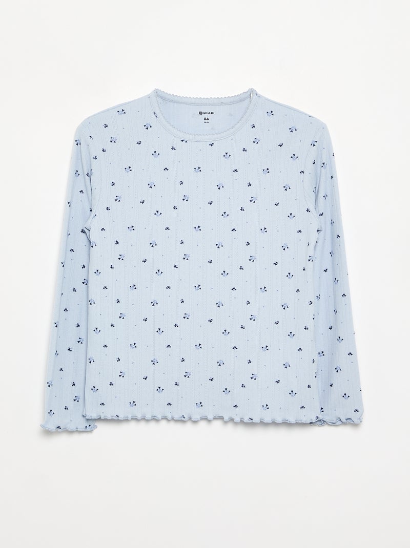 Pyjama 2-teilig aus Pointelle-Strick Bleu - Kiabi