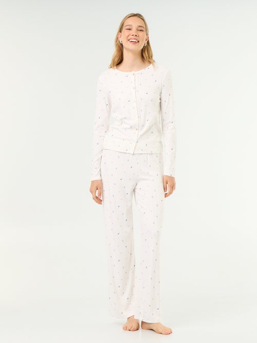 Pyjama 2-teilig aus Pointelle-Strick – Oberteil + Hose - Kiabi