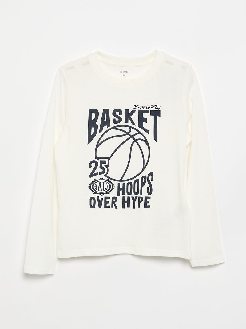 Pyjama 2-teilig – Langarm-T-Shirt + Hose Blanc - Kiabi
