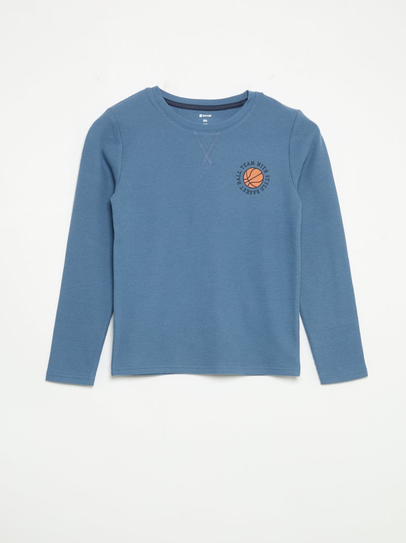 Pyjama 2-teilig – Langarm-T-Shirt + Hose Blau - Kiabi