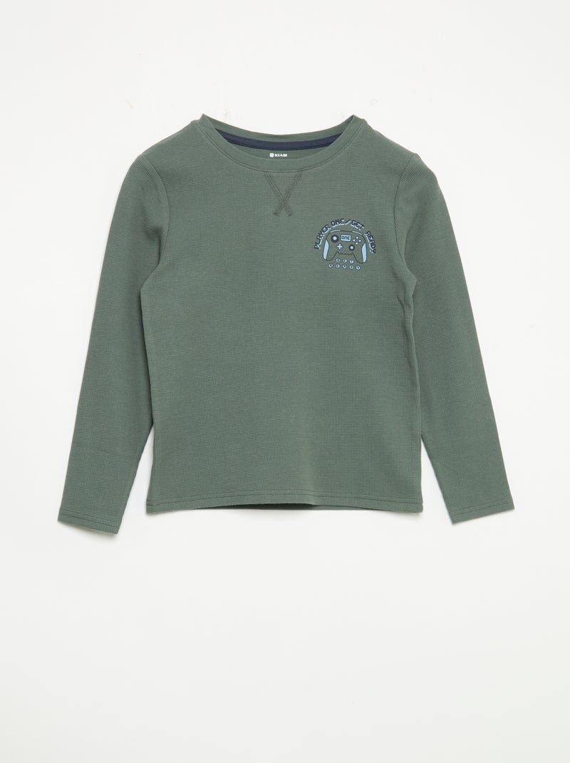 Pyjama 2-teilig – Langarm-T-Shirt + Hose Grün - Kiabi