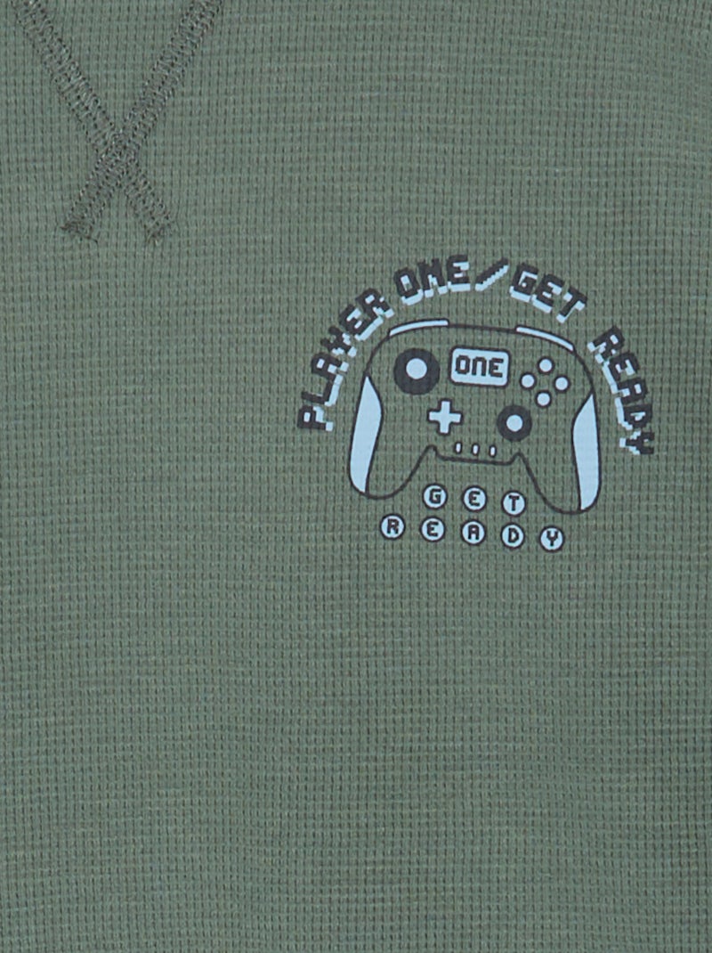 Pyjama 2-teilig – Langarm-T-Shirt + Hose Grün - Kiabi