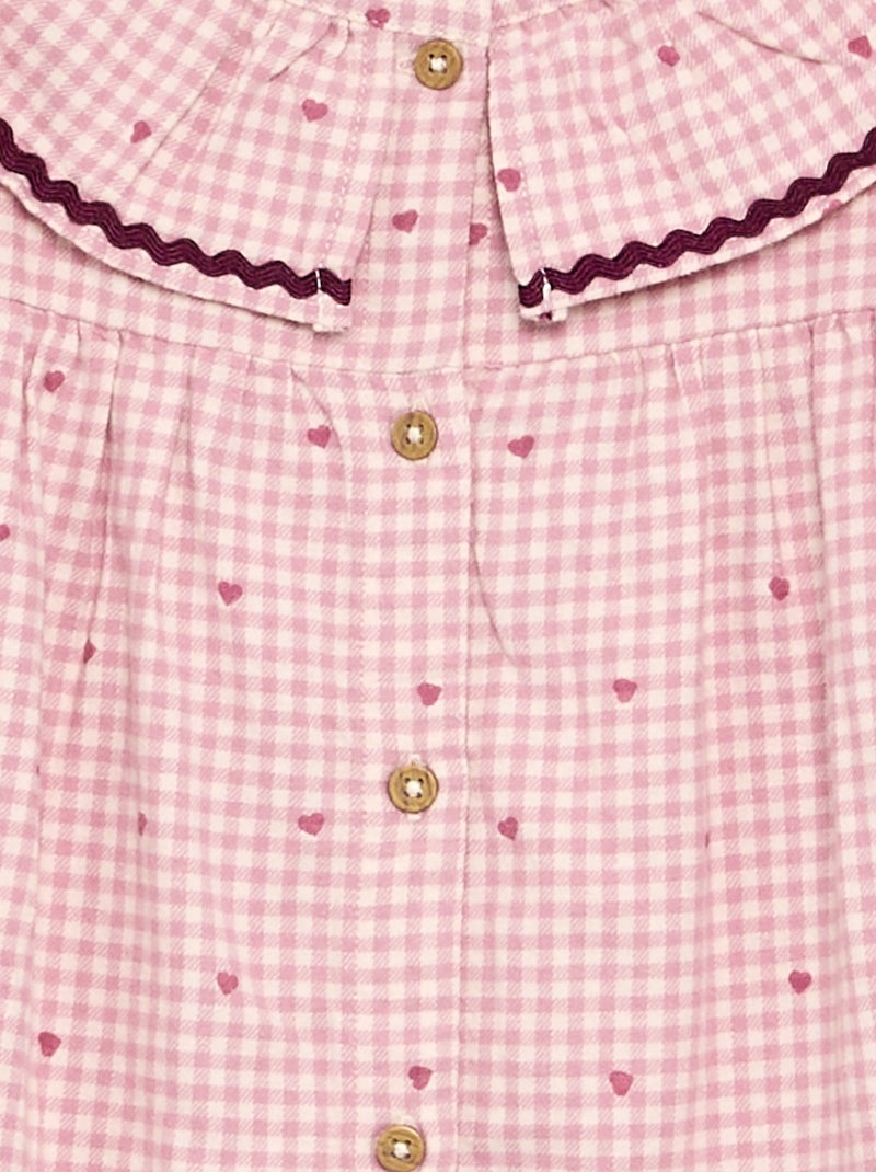 Pyjama 2-teilig mit Karomuster Rose - Kiabi