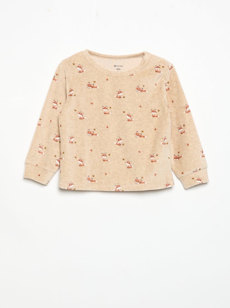 Pyjama 2-teilig – Sweatshirt + Hose Beige - Kiabi