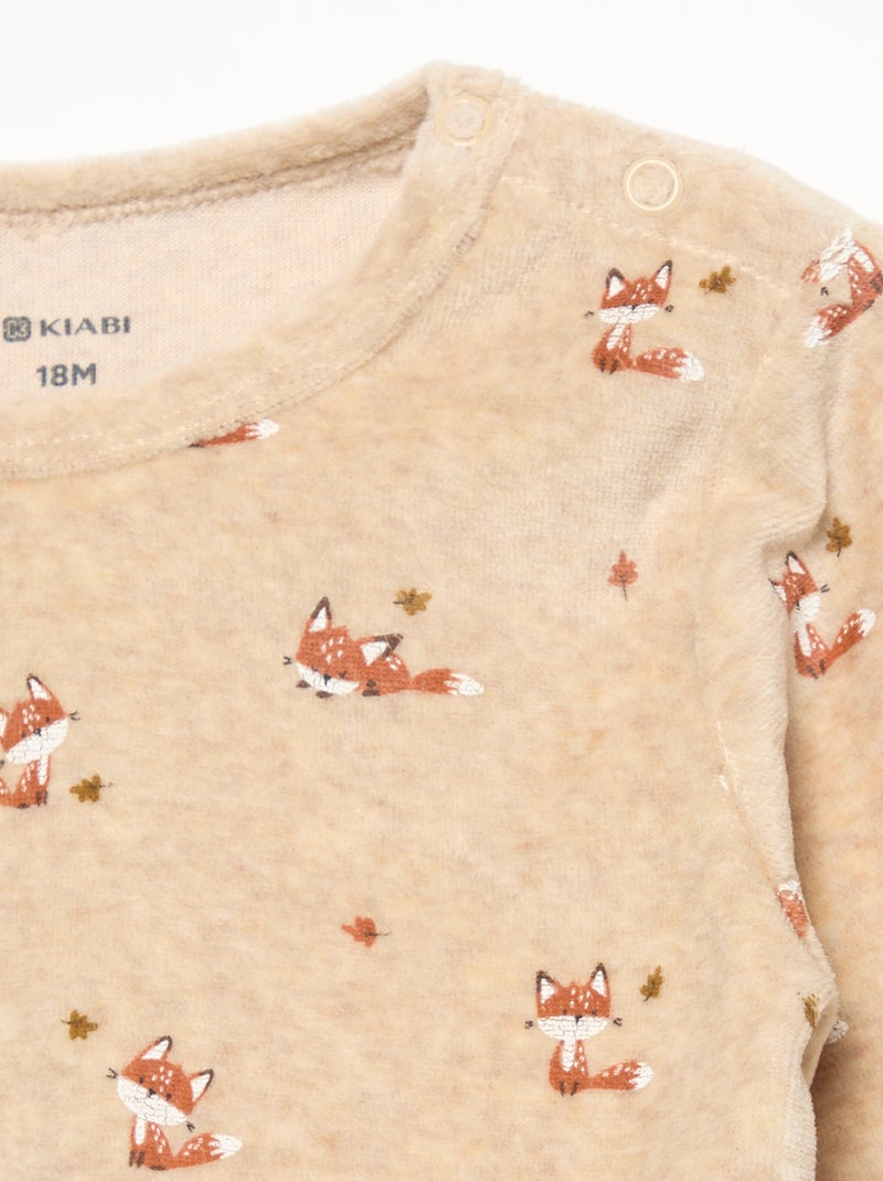 Pyjama 2-teilig – Sweatshirt + Hose Beige - Kiabi